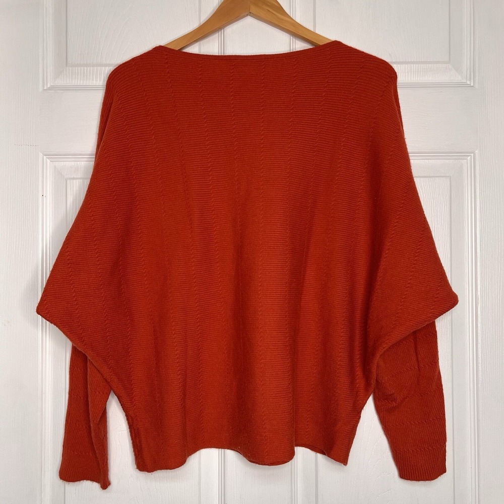Cyrus Womens Large Sweater Slouchy Dolman Burnt Orange Stretch Cozy Classic - Picture 4 of 9